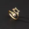 Wholesale 1 Piece Fashion Letter Heart Shape Cat Copper Inlaid Zircon Artificial Pearls Open Ring