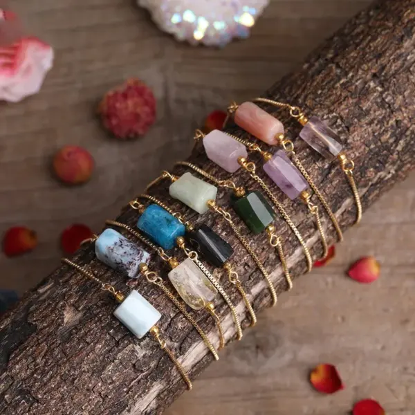 Wholesale Simple Style Irregular Agate Metal Patchwork Bracelets