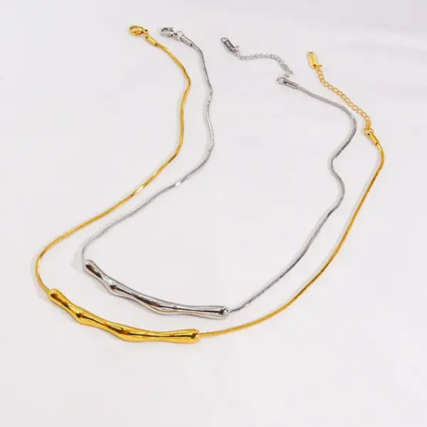 oly-76f6becc832cd11fb48650456c0408b9 Wholesale PVD Coated 18K Gold Real Gold Plated Geometric 304 Stainless Steel Simple Style Waterproof Non Tarnish 304 Stainless Steel Necklace