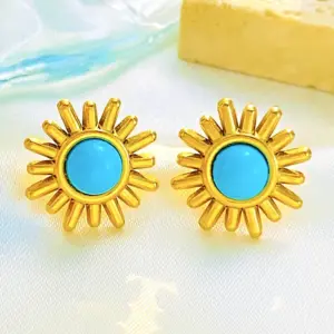 Blue Sun Stud Earrings Z-529