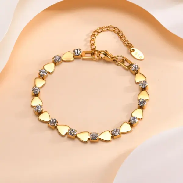 Wholesale Ion Plating (IP) Real Gold Plated 18K Cross Square Heart Shape 201 Stainless Steel IG Style Waterproof Non Tarnish Bracelets