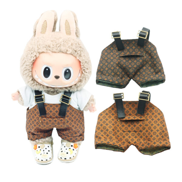 Wholesale 17cm Labubu Doll Bao-Ao Hug Pond Plastic Doll Printed Overalls Presbyopia Overalls