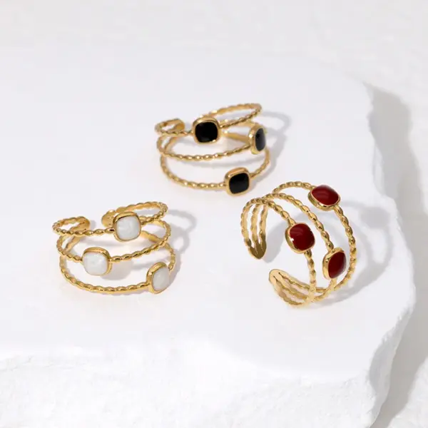 PVD Coated Real Gold Plated 18K Gold Geometric 304 Stainless Steel Simple Style Classic Style Waterproof Non Tarnish Open Rings