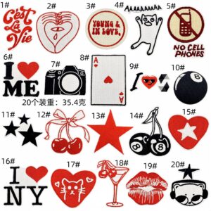 Cartoon colorful cloth stickers set of 20 pieces