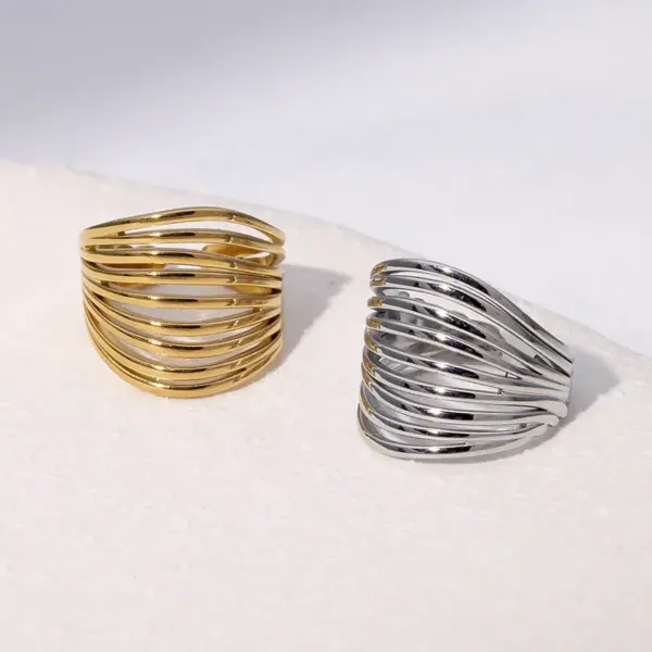 Wholesale PVD Coated Real Gold Plated 18K Gold Solid Color 304 Stainless Steel Modern Style Simple Style Waterproof Non Tarnish Open Rings