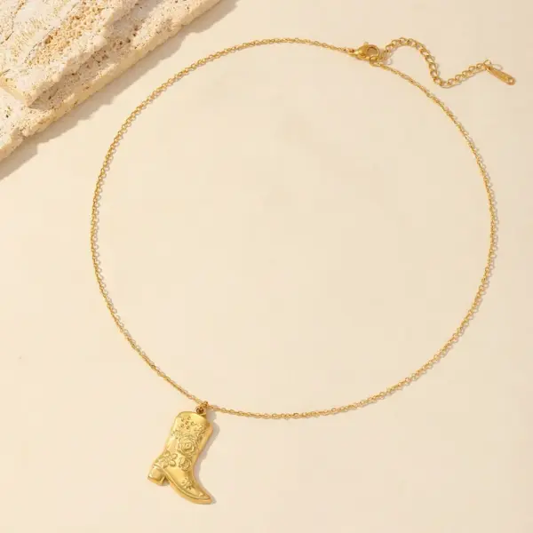 Wholesale Jewelry Casual Cute Dog Boots 304 Stainless Steel 18K Gold Plated Pendant Necklace