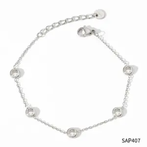 Sap407 Silver Bracelet White Zirconium