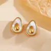 Wholesale 304 Stainless Steel Plastic Fruit PVD Coated Shell 18K Gold Plated Cute Waterproof Non Tarnish Polishing Inlay Gold Ear Studs