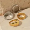 Wholesale 316 Stainless Steel Solid Color PVD Coated Stone-Free Real Gold Plated Casual Waterproof Non Tarnish Plating Gold Silver Rings