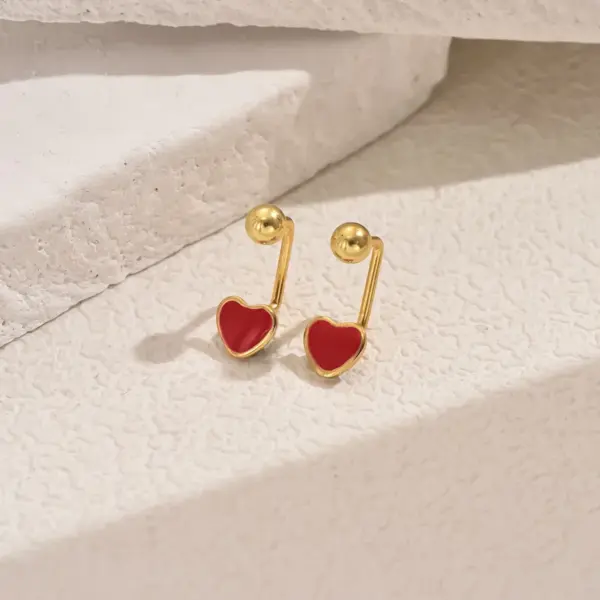 Wholesale 1 Pair Sweet Simple Style Heart Shape Enamel 201 Stainless Steel Ear Studs