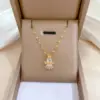 Wholesale Golden Plated 304 Stainless Steel Electroplating Zircon Angel Luxurious Earrings Necklace For Women'S