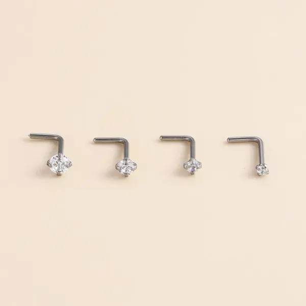 1 Piece Nose Rings & Studs Casual Geometric Pure Titanium Inlay Zircon Nose Pin