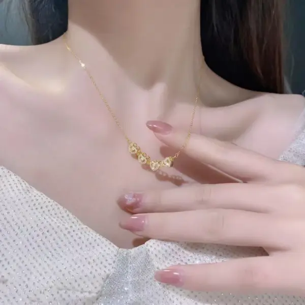 Titanium Steel Simple Style Inlay Heart Shape Zircon Pendant Necklace