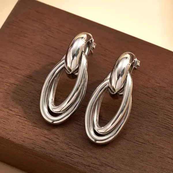 18K Gold Plated 304 Stainless Steel Furnace Vacuum Electroplating Modern Minimalist Double Circle Earrings