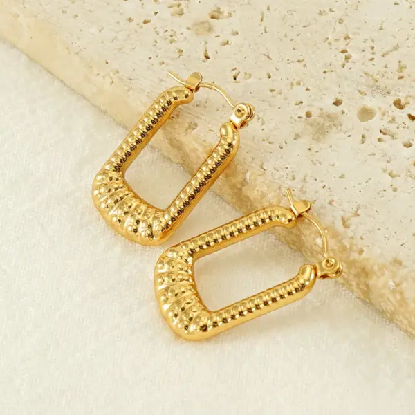 1 Piece Vintage Style U Shape Semicircle Round lishing Plating Stainless Steel Titanium Steel Titanium Steel 18K Gold Plated Ear Studs