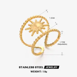 Gold Eight Awn Star Ring / Adjustable Opening