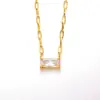 Wholesale Real Gold Plated Rectangle 304 Stainless Steel IG Style Simple Style Waterproof Non Tarnish Necklace
