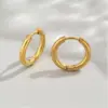 304 Stainless Steel Stainless Steel Round Electroplated Golden Plated Hip-Hop Gold Hoop Earrings