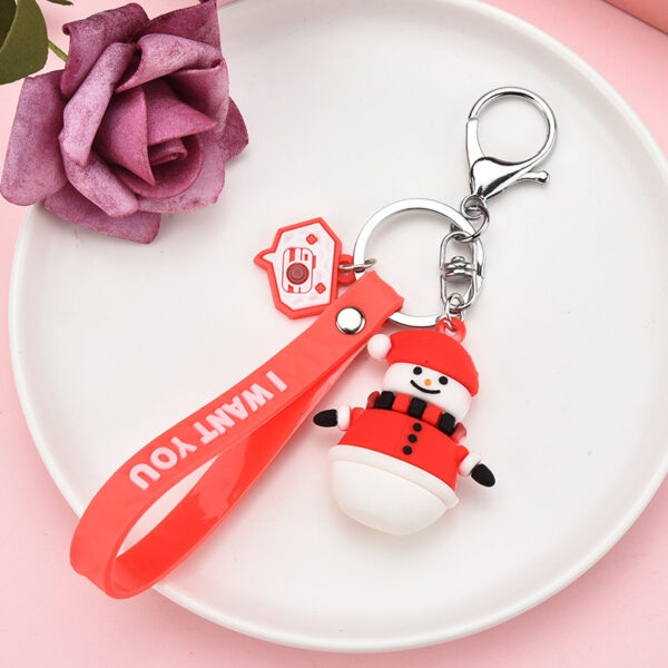 Wholesale Cute Christmas Element pvc Soft Glue Keychain Cartoon Santa Claus Elk Snowman