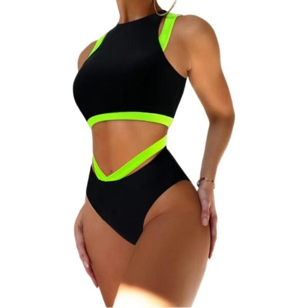 Wholesale 2025 New European and American Vests Sports Split Bikini Swimsuit Cross-border Amazon Sexy Belly Covering Swimsuit