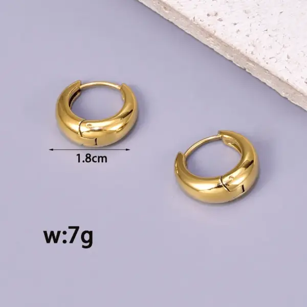 Wholesale 304 Stainless Steel Solid Color PVD Coated 18K Real Gold Plated 18K Gold Vacation Classic Style Waterproof Non Tarnish Plating Gold Silver Earrings