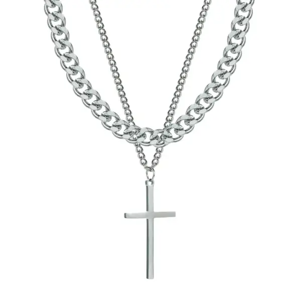 PVD Coated 18K Gold Plated Cross 304 Stainless Steel Fashion Waterproof Non Tarnish 304 Stainless Steel Pendant Necklace