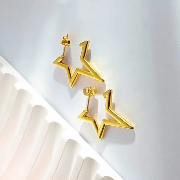 Wholesale 1 Pair Modern Style Simple Style Irregular Star Polishing Plating 304 Stainless Steel Imitation Gold Rack Plated Ear Studs