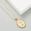 Wholesale Brass Inlaid Zircon Oval Copper Necklaces