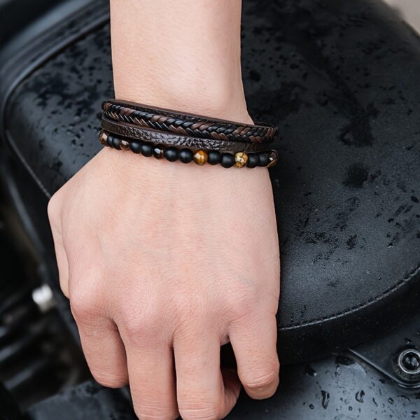 Wholesale Layered Hand-Woven Leather Beaded Bracelet