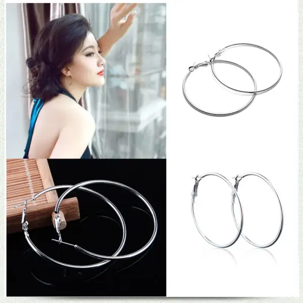 1 Pair Elegant Lady Geometric Steel Earrings
