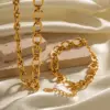 Wholesale PVD Coated Real Gold Plated Geometric 304 Stainless Steel Hip-Hop Waterproof Non Tarnish 304 Stainless Steel Bracelets Necklace