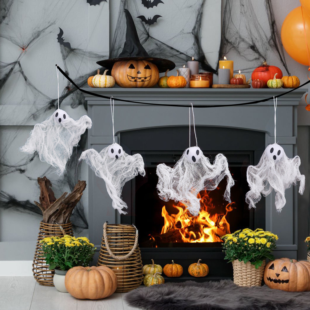 Wholesale Ghost Flag Photo Props Ghost Festival Funny Silk Ghost Yard Decoration Ghost