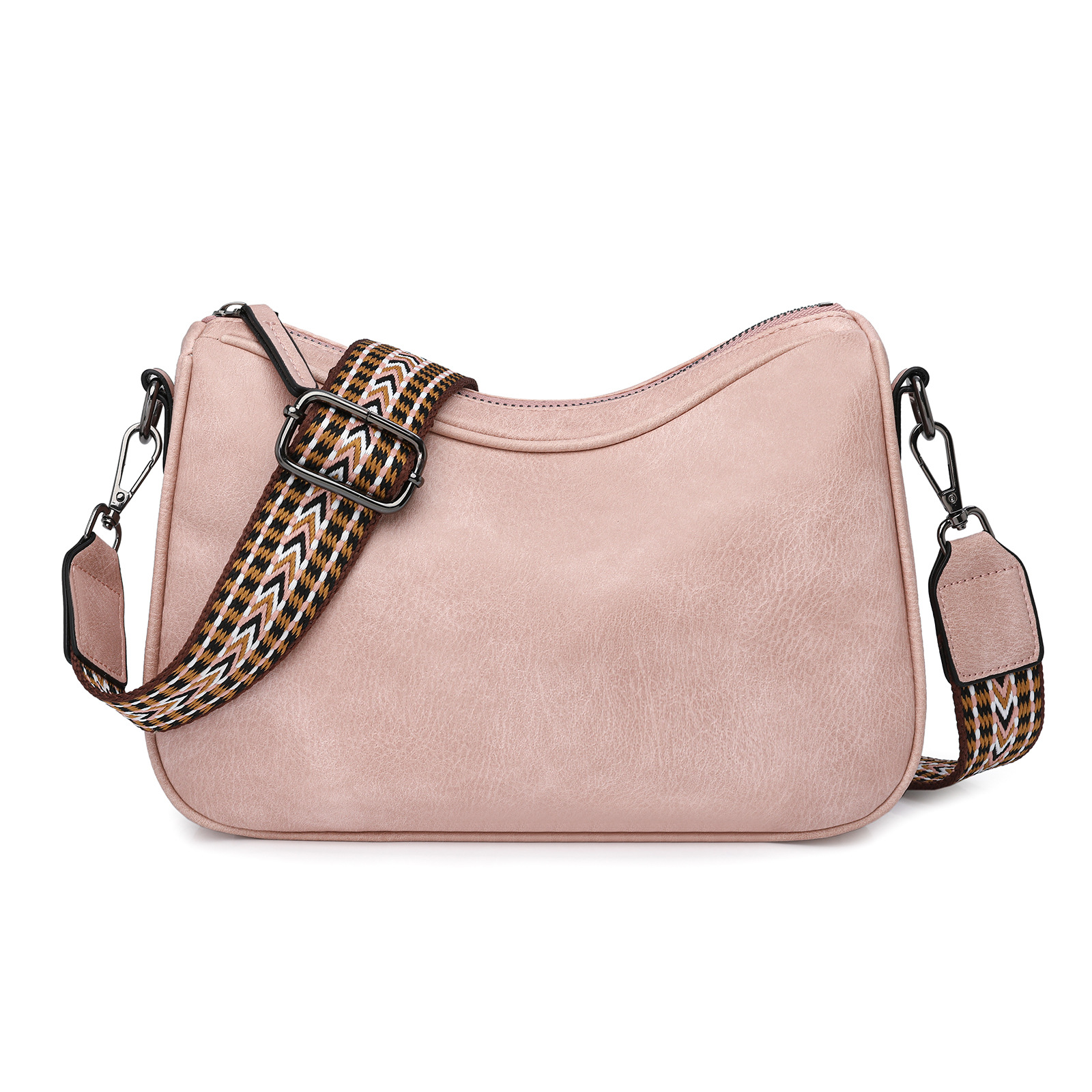 Wholesale Western Style Solid Color Design 2025 New Simple Fashion Pillow Bag Shoulder Wide Shoulder Strap Crossbody Bag for Women