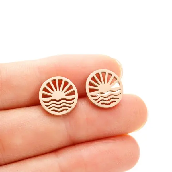 Wholesale PVD Coated 18K Gold Real Gold Plated Flower 304 Stainless Steel Simple Style Waterproof Non Tarnish Ear Studs