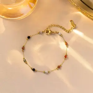 【XKB0240】Colorful Beaded Bracelet / Gold