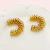 Wholesale PVD Coated Real Gold Plated 18K Gold C Shape Geometric 304 Stainless Steel Casual Simple Style Commute Waterproof Non Tarnish Ear Studs