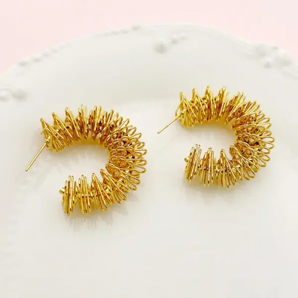 Wholesale PVD Coated Real Gold Plated 18K Gold C Shape Geometric 304 Stainless Steel Casual Simple Style Commute Waterproof Non Tarnish Ear Studs