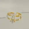 PVD Coated 18K Gold Plated Star Stainless Steel Simple Style Korean Style Waterproof Non Tarnish Open Rings