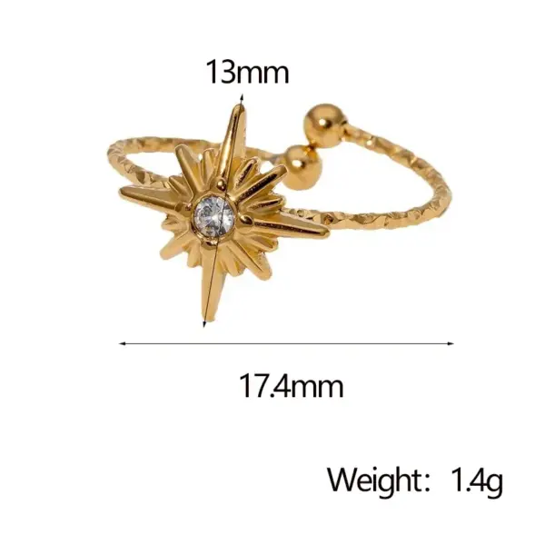 Wholesale PVD Coated Real Gold Plated 18K Gold Star 304 Stainless Steel Modern Style Simple Style IG Style Waterproof Non Tarnish Open Rings