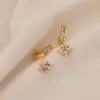 Wholesale Ion Plating (IP) Real Gold Plated Rainbow Moon Cherry 304 Stainless Steel Retro Classic Style Waterproof Non Tarnish Charm Sleeper Hoop Earrings Drop
