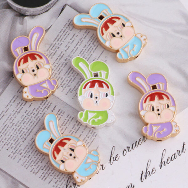Wholesale Cartoon Rabbit Alloy Straight Hole DIY