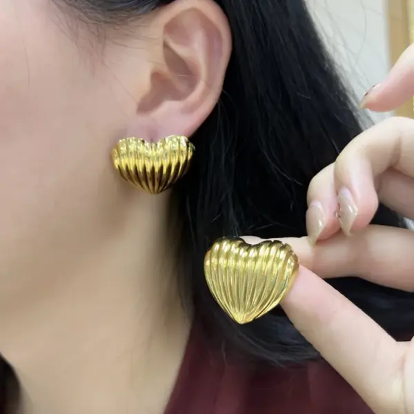 Wholesale 1 Pair Sweet Heart Shape 304 Stainless Steel Electroplating Ear Studs