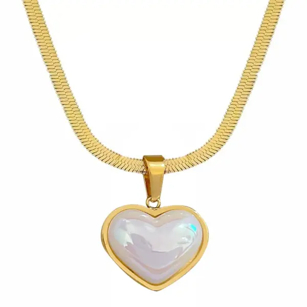 PVD Coated Real Gold Plated Heart Shape Titanium Steel Simple Style Classic Style Waterproof Non Tarnish Titanium Steel Pendant Necklace