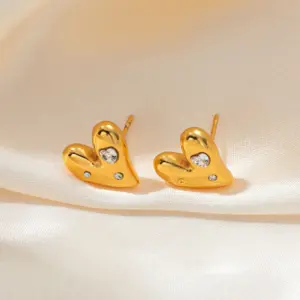 Titanium Steel Multi-Heart-Shaped Zircon Ear Studs