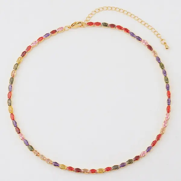 Wholesale Bohemian Geometric Copper Bracelets Necklace Inlay Zircon Copper Necklaces