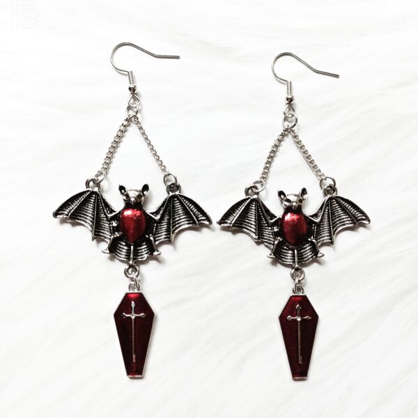 oly-77854329c0c8de2d1ab677fb483ab72a Wholesale Neo-Gothic Women's Earrings Punk Bat, Cross Coffee Earrings Magic Mirror Halloween Red Vampire Bat