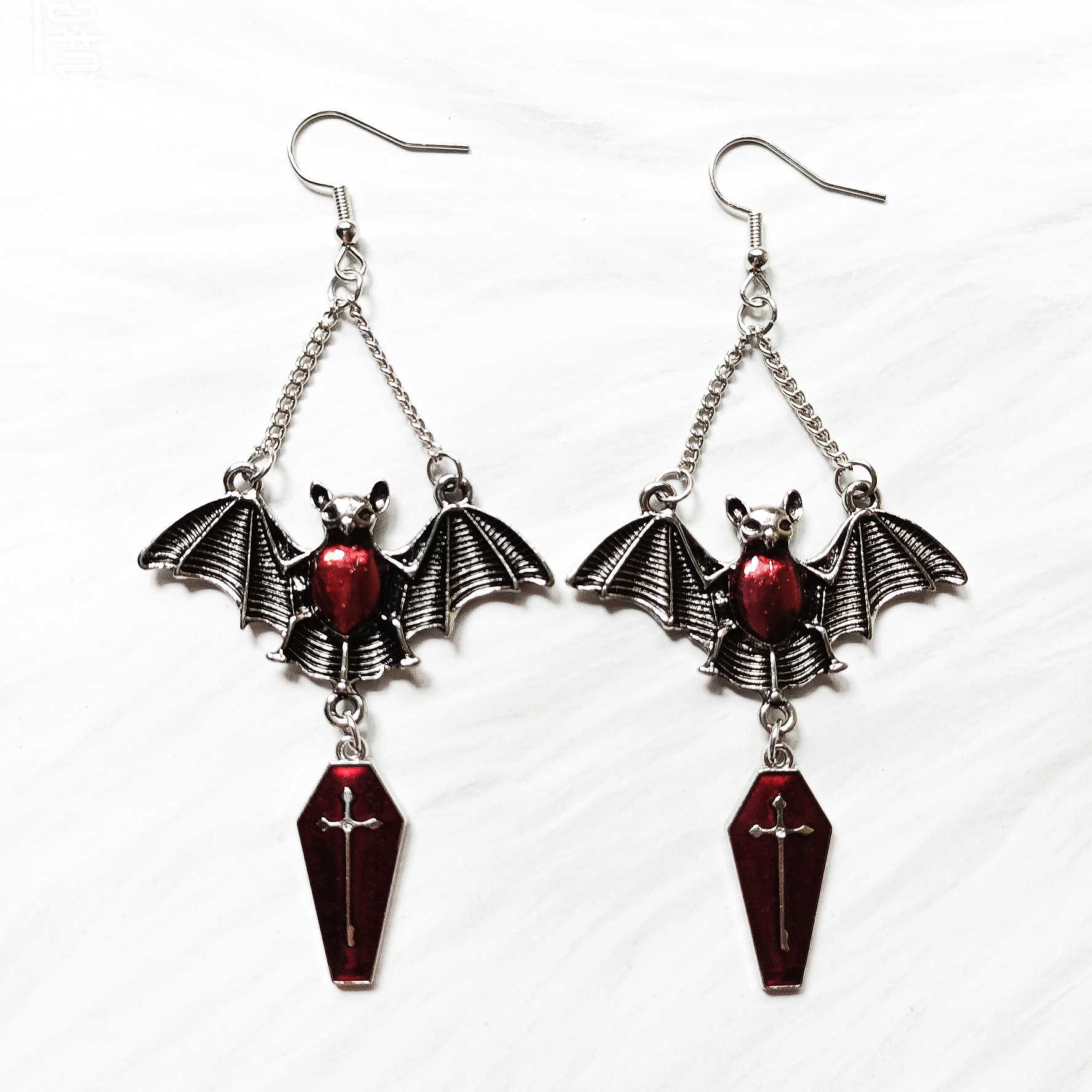Wholesale Neo-Gothic Women's Earrings Punk Bat, Cross Coee Earrings Magic Mirror Red Vampire Bat