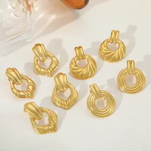 Wholesale 1 Pair Casual Elegant Simple Style Geometric 304 Stainless Steel 18K Gold Plated Ear Studs