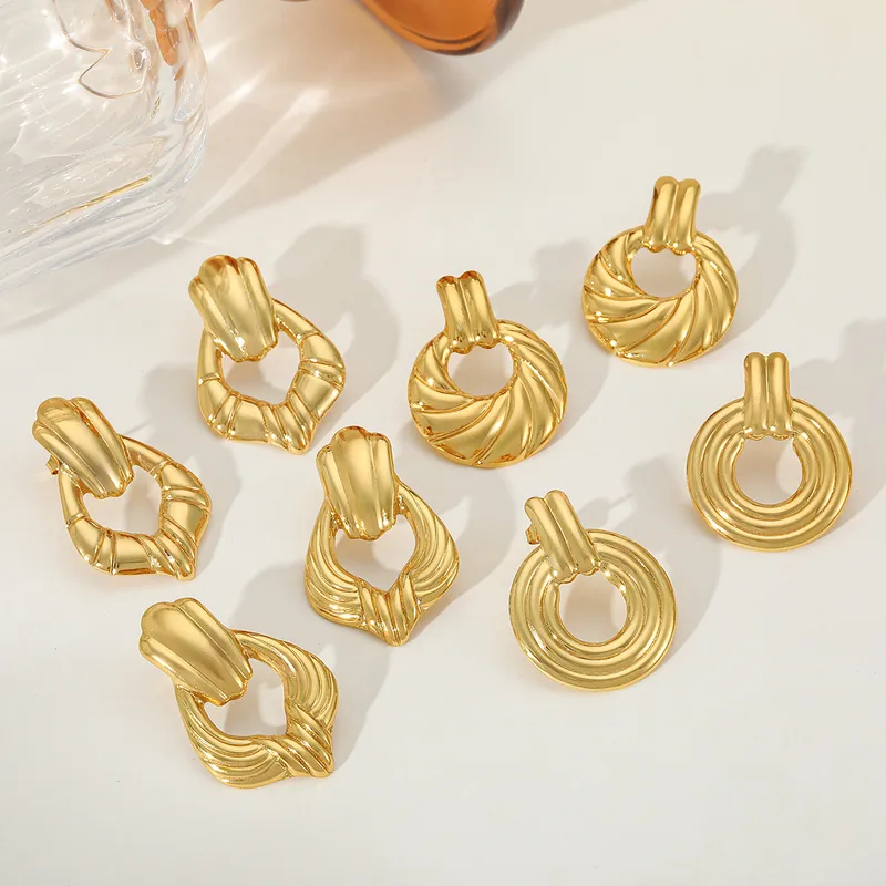 Wholesale 1 Pair Casual Elegant Simple Style Geometric 304 Stainless Steel 18K Gold Plated Ear Studs
