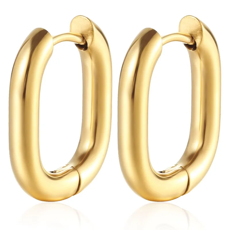 Wholesale PVD Coated 18K Gold Real Gold Plated U Shape 201 Stainless Steel Fashion Waterproof Non Tarnish Earrings